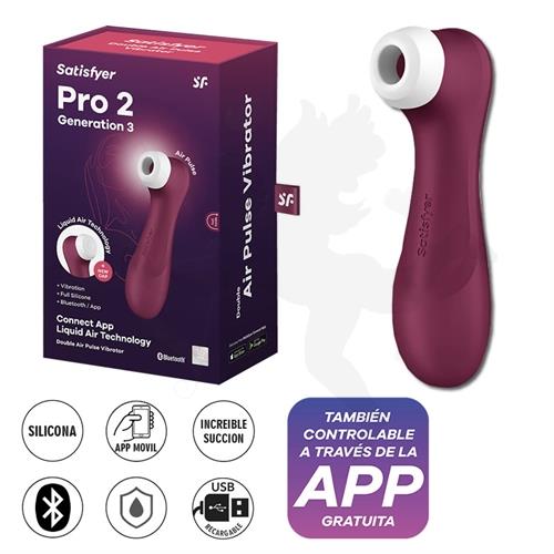 Satisfyer Pro 2 wine red Generation 3 succionador con aplicación blueetoth